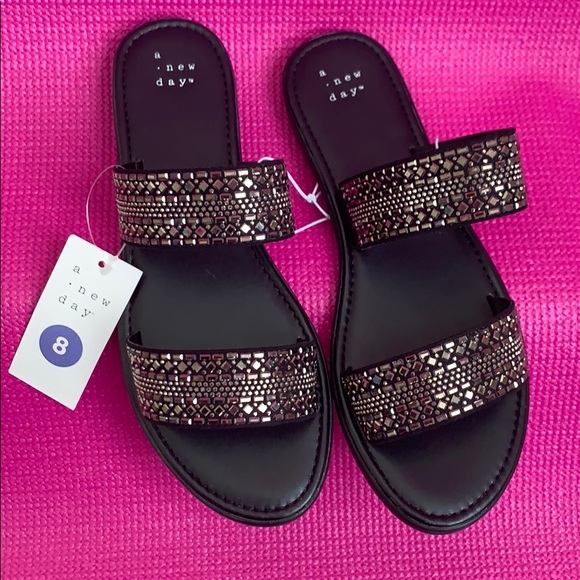 a new day Shoes - Kersha Embellished slide sandals A new day black 8